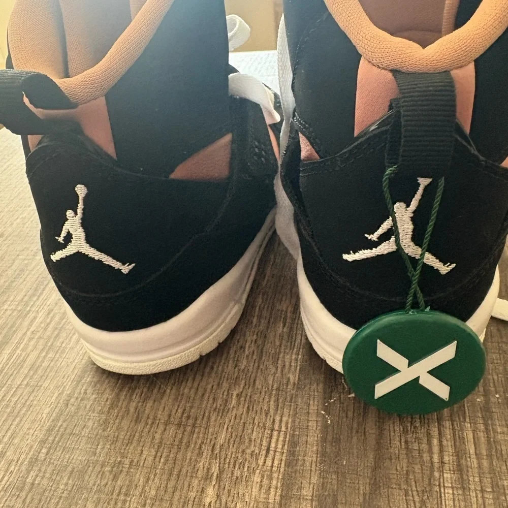 Jordan Kids Black and White Sneakers with Orange Accents